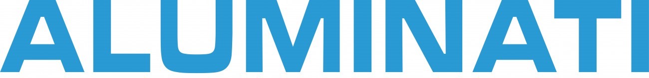 Aluminati company logo in blue color font